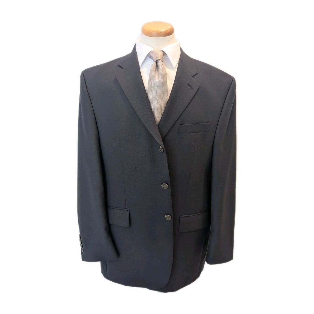 Lauren‎ Ralph Lauren Blazer Mens 46L Navy Blue Wool 3-Button Suit Jacket Modern